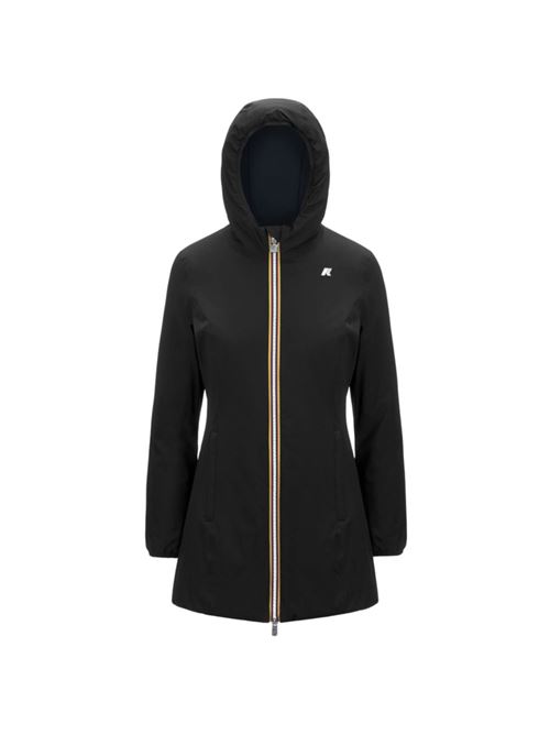 Giaccone da donna lunghezza 3/4, double face colore nero/blu K-WAY | K6128UWA3C