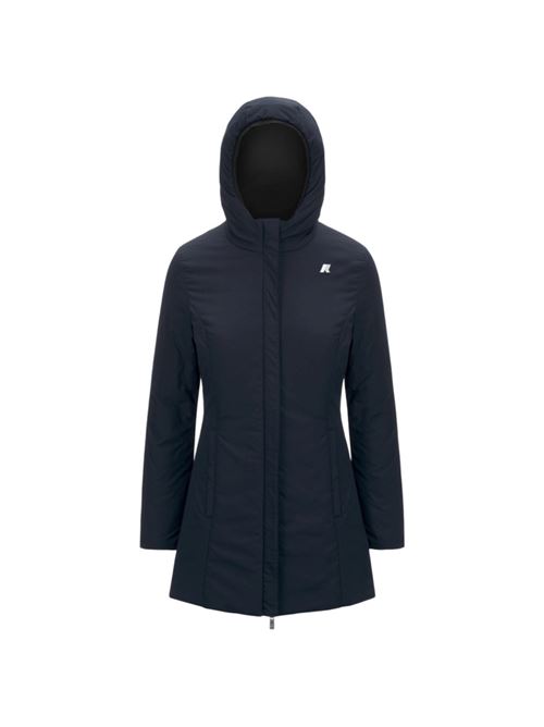Giaccone da donna lunghezza 3/4, double face colore nero/blu K-WAY | K6128UWA3C