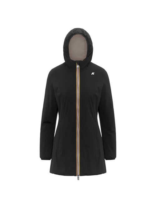 Giaccone da donna lunghezza 3/4, double face colore nero/beige K-WAY | K6128UWBC9