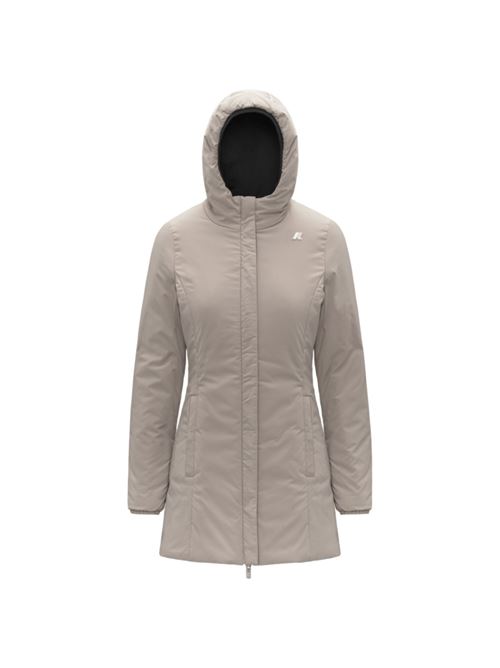 Giaccone da donna lunghezza 3/4, double face colore nero/beige K-WAY | K6128UWBC9
