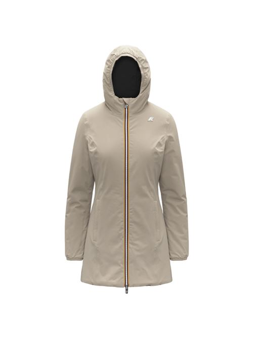 Giaccone da donna lunghezza 3/4, double face colore beige/nero K-WAY | K6128UWBCF