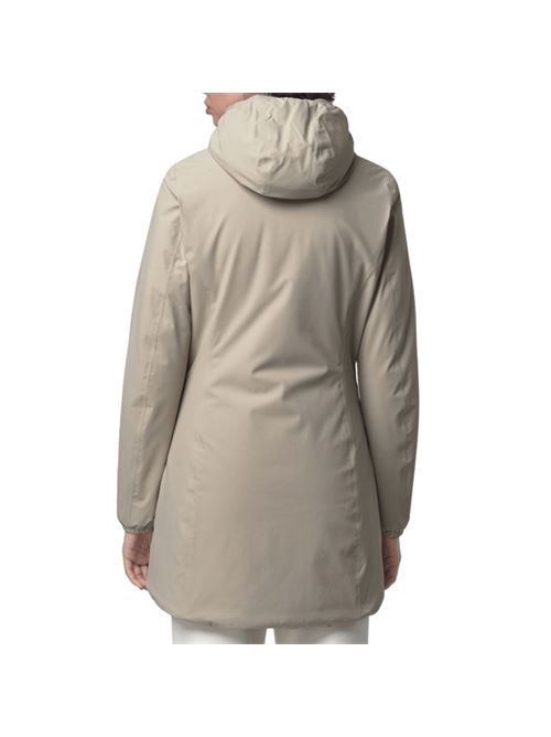 Giaccone da donna lunghezza 3/4, double face colore beige/nero K-WAY | K6128UWBCF