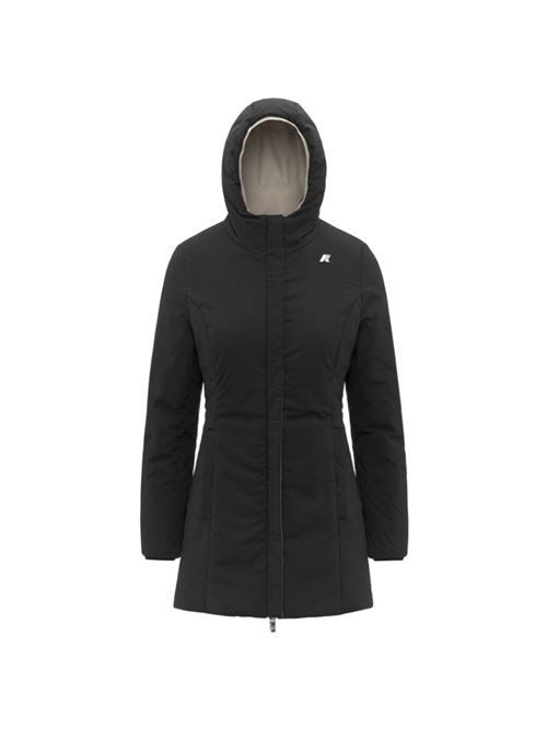 Giaccone da donna lunghezza 3/4, double face colore beige/nero K-WAY | K6128UWBCF