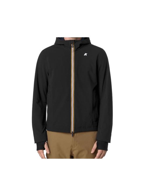 Giubbotto da uomo con cappuccio in tessuto tecnico impermeabile colore nero K-WAY | K6131BWA3C