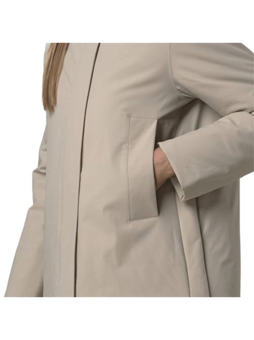 Giaccone da donna in tessuto tecnico impermeabile, colore beige grey K-WAY | K7125KWXP2