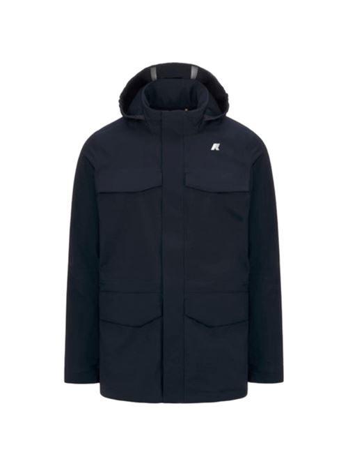 Giaccone da uomo in tessuto tecnico con cappuccio e tasche applicate, colore blue/blue K-WAY | K7126VWA2B