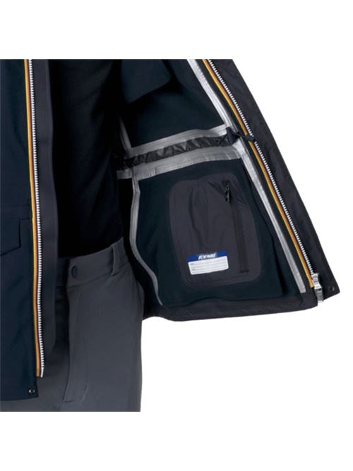Giaccone da uomo in tessuto tecnico con cappuccio e tasche applicate, colore blue/blue K-WAY | K7126VWA2B