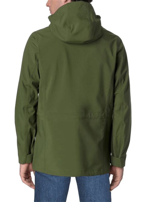 Giaccone da uomo in tessuto tecnico con cappuccio e tasche applicate, colore green/blue K-WAY | K7126VWAF0