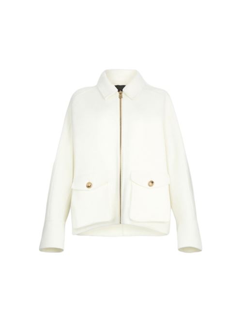Caban in panno di misto lana con frange, color burro LIU JO | GIACCHE | CF5059-T462710608