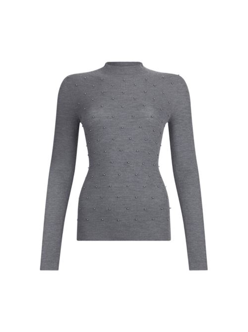 Magliada donna in pura lana  con applicazioni, colore grigio LIU JO | MAGLIERIA | MF5030-MA77Q02050