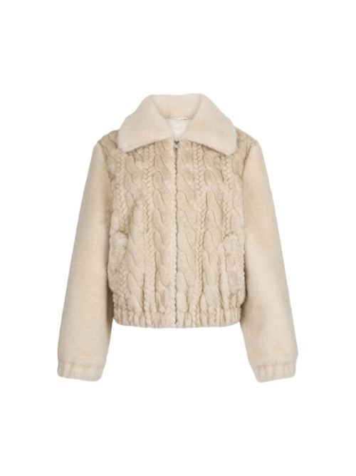 Bomber da donna  in morbido tessuto teddy con trecce color beige LIU JO | GIACCONI E GIUBBOTTI | MF5094-E1044W9868