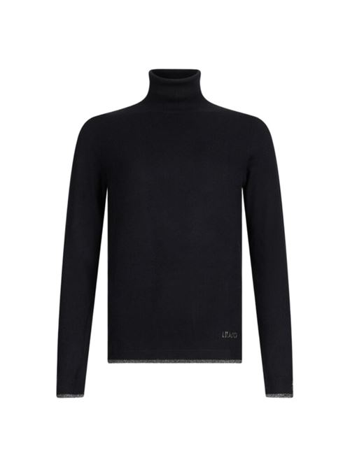 Dolcevita da donna in misto viscosa con dettagli in lurex, colore nero LIU JO | MAGLIERIA | MF5229-MS49I22222