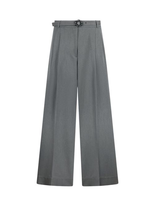 Pantaloni da donna, gamba palazzo in tessuto tecnico con cintura, colore grigio LIU JO | PANTALONI | MF5269-TS22484006