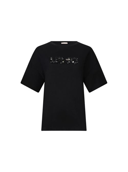 T-shirt da donna , maniche corte con logo, colore nero LIU JO | T-SHIRT | MF5347-JS923W9415