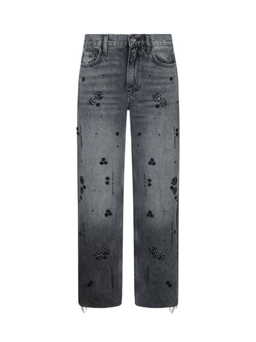 Jeans da donna dritto con strass applicati, colore nero used LIU JO | PANTALONI | UF5115-D485487455