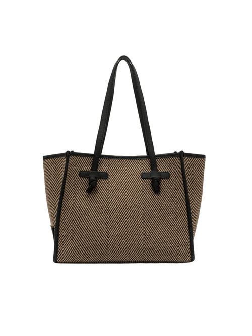 Borsa da donna shopping in tessuto lana spigato nero/camel GIANNI CHIARINI | 6849SPIGA10313