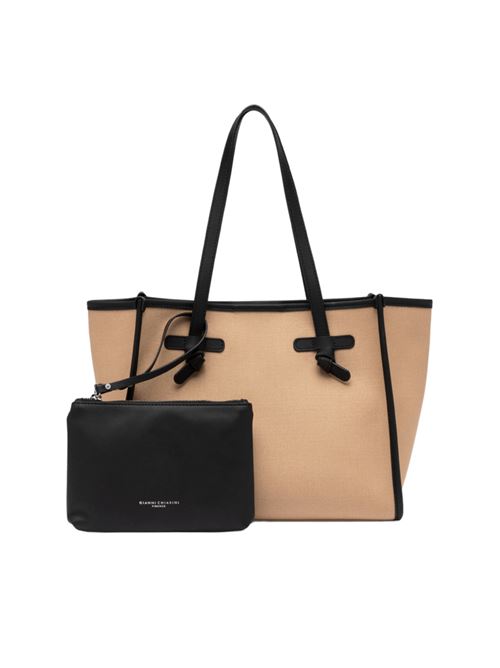 Borsa da donna, shopping tessuto canvas colore corda /verde militare GIANNI CHIARINI | 6850COMMCNVSE10508