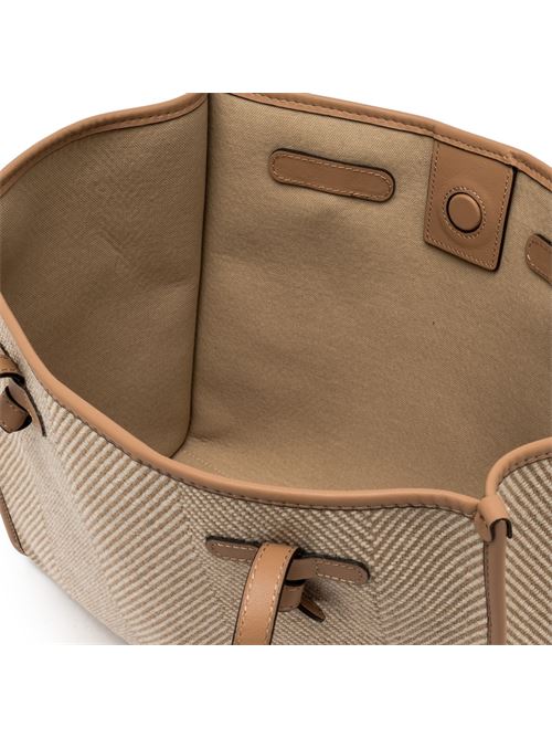 Borsa da donna shopping in tessuto lana spigato mandorla/beige GIANNI CHIARINI | 6850SPIGA14278