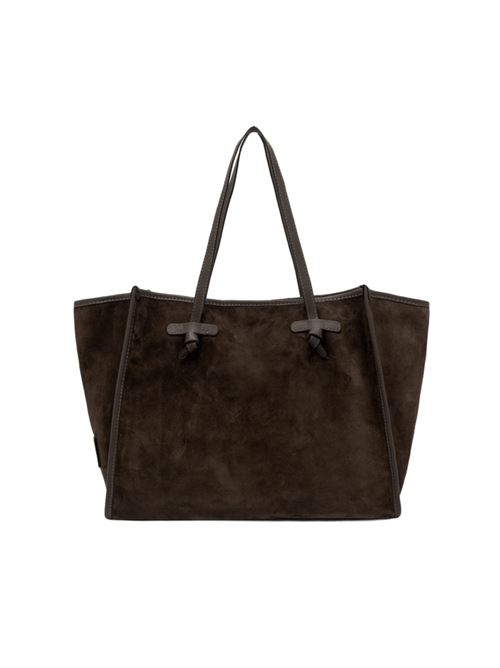 Borsa da donna shopping in pelle scamosciata color espresso GIANNI CHIARINI | 8990CMPL2107