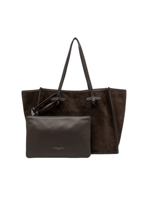 Borsa da donna shopping in pelle scamosciata color espresso GIANNI CHIARINI | 8990CMPL2107