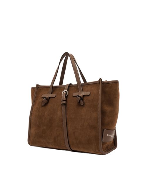 Borsa shopping da donna con la tracolla removibile in pelle scamosciata color cognac GIANNI CHIARINI | 9762CMPL14275