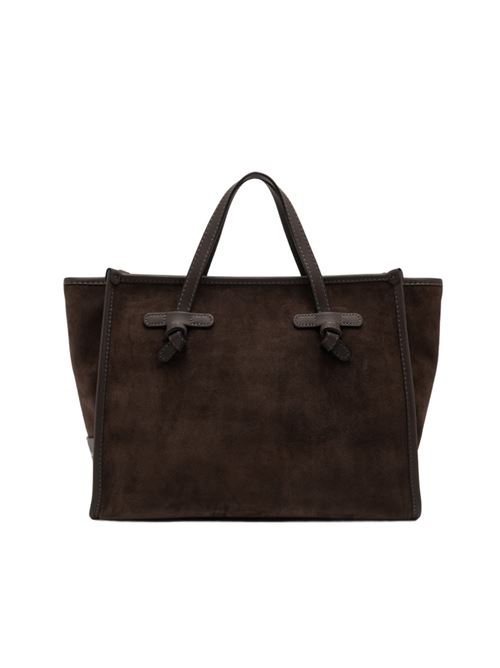Borsa shopping da donna con la tracolla removibile in pelle scamosciata color espresso GIANNI CHIARINI | 9762CMPL2107