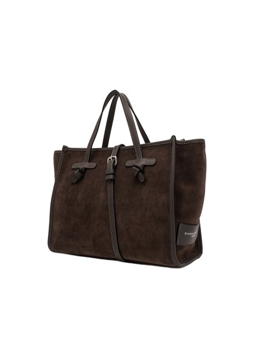 Borsa shopping da donna con la tracolla removibile in pelle scamosciata color espresso GIANNI CHIARINI | 9762CMPL2107
