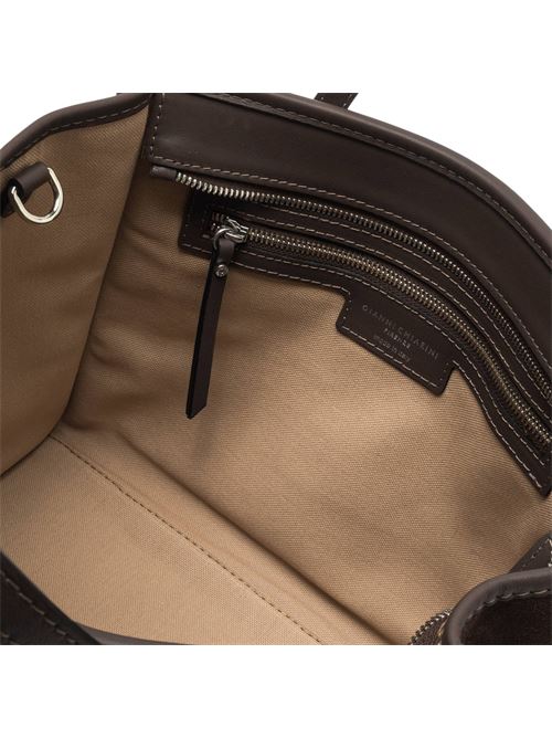 Borsa shopping da donna con la tracolla removibile in pelle scamosciata color espresso GIANNI CHIARINI | 9762CMPL2107