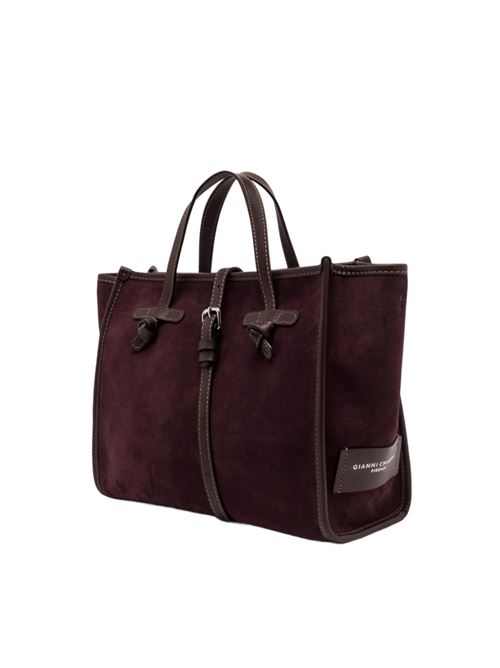 Borsa shopping da donna con la tracolla removibile in pelle scamosciata color amarone GIANNI CHIARINI | 9762CMPL7580