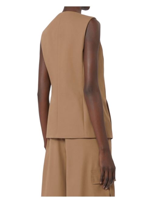 Gilet da donna monopetto, in puro cotone,  lungo al primo fianco, color nocciola MAX MARA | 1156035106003