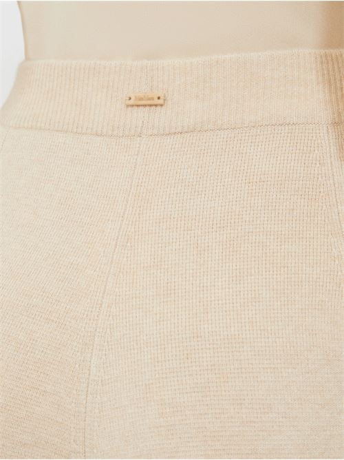 Pantalone da donna in maglia di misto lana e cashmere, pinces, colore beige. MAX MARA | 1336015206006