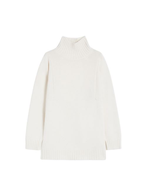 Maglia da donna in puro cashmere, dolcevita, spacchetti, colore bianco. MAX MARA | 1366025206004004