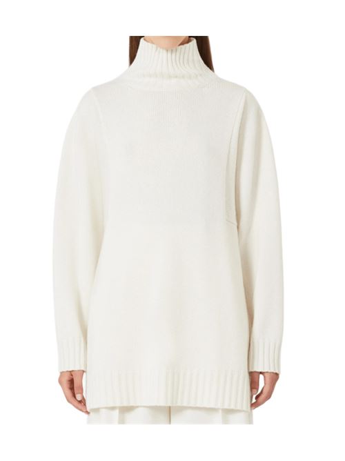 Maglia da donna in puro cashmere, dolcevita, spacchetti, colore bianco. MAX MARA | 1366025206004004