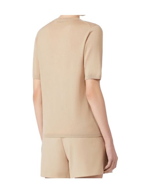 Maglia da donna in pura lana , girocollo, mezza manica, colore sabbia MAX MARA | 1366165106003