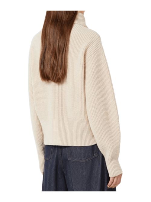 Maglia da donna in misto lana e cashmere, costa inglese, zip, color beige. MAX MARA | 1366185206006