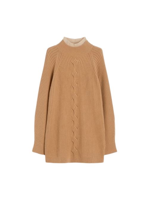 Maglia da donna in misto lana e cashmere, collo bicolore, color cammello. MAX MARA | 1366205206020
