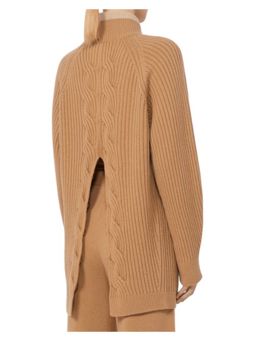Maglia da donna in misto lana e cashmere, collo bicolore, color cammello. MAX MARA | 1366205206020