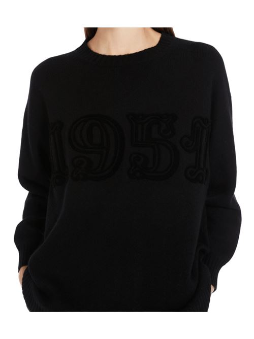 Maglia da donna in misto lana e cashmere, ricamo 1951, colore nero. MAX MARA | 1366215206041