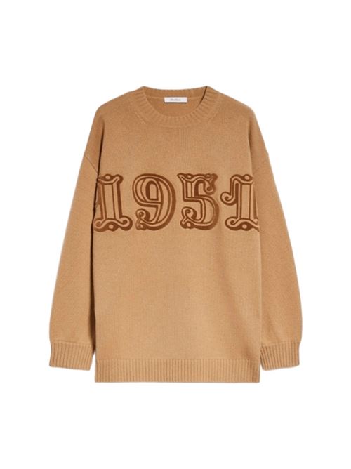 Maglia da donna in misto lana e cashmere, ricamo 1951, colore cammello. MAX MARA | 1366215206042