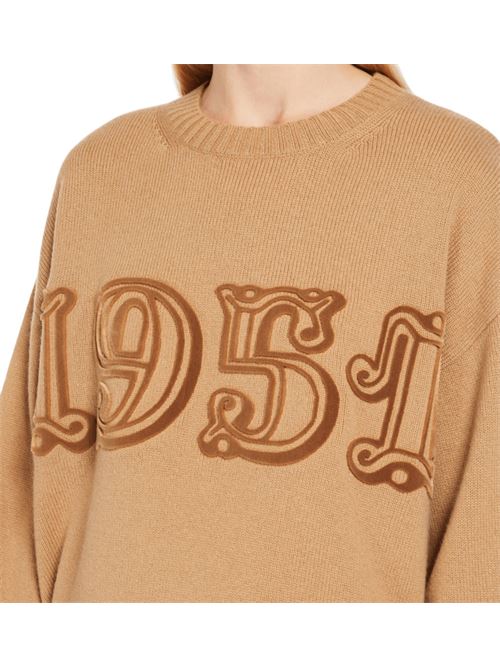 Maglia da donna in misto lana e cashmere, ricamo 1951, colore cammello. MAX MARA | 1366215206042