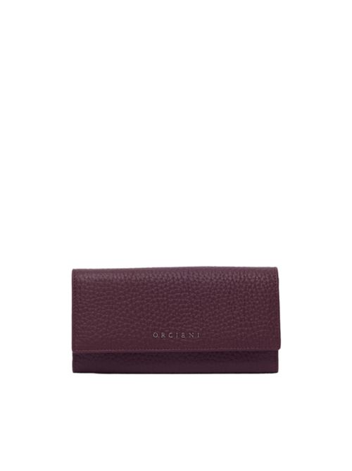 Portafoglio da donna  in pelle martellata con chiusura con bottone a pressione, colore chianti ORCIANI | SD0129SOF20WCHI