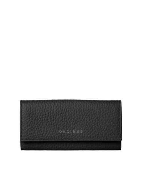 Portafoglio da donna  in pelle martellata con chiusura con bottone a pressione, colore nero ORCIANI | SD0129SOF20WNER