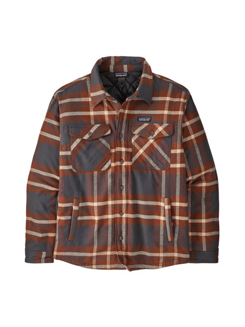 Overshirt da uomo in puro cotone imbottita , a quadri nei toni di blu/mattone PATAGONIA | 20386AIBL