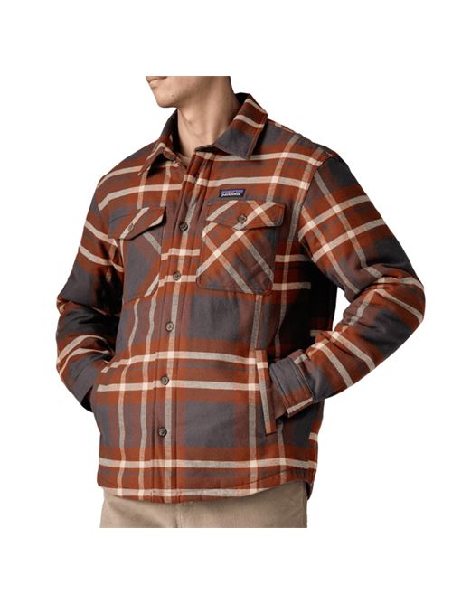 Overshirt da uomo in puro cotone imbottita , a quadri nei toni di blu/mattone PATAGONIA | 20386AIBL