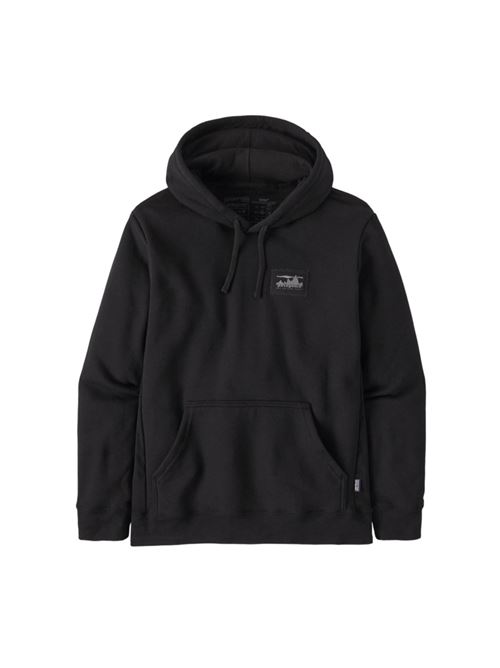 Felpa da uomo con cappuccio in cotone e poliestre riciclato, colore nero/blu PATAGONIA | 39678INBK