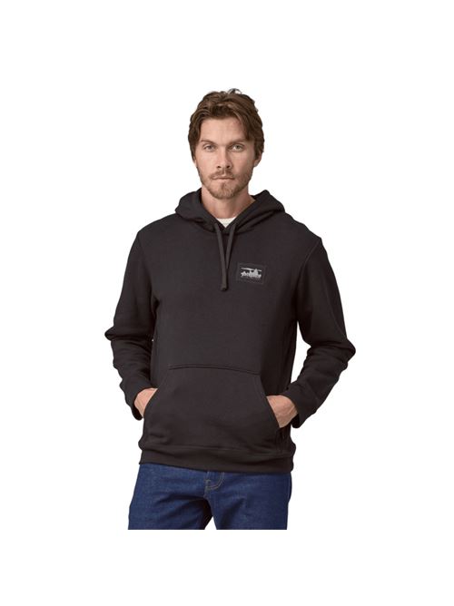 Felpa da uomo con cappuccio in cotone e poliestre riciclato, colore nero/blu PATAGONIA | 39678INBK