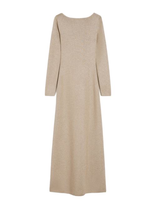 Abito lungo in filato di viscosa e lurex, scollo a V sulla schiena, colore beige MAX MARA PIANOFORTE | 1326025706001