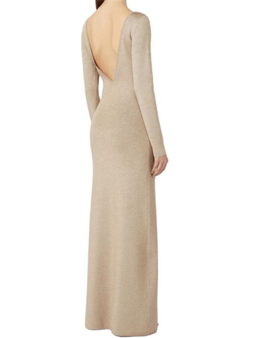 Abito lungo in filato di viscosa e lurex, scollo a V sulla schiena, colore beige MAX MARA PIANOFORTE | 1326025706001