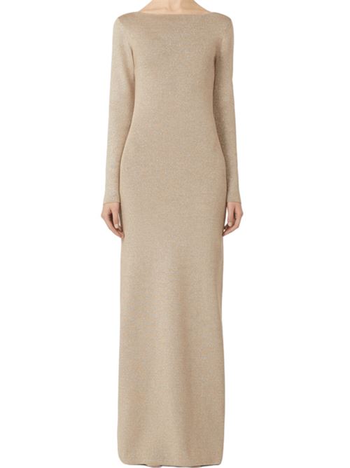 Abito lungo in filato di viscosa e lurex, scollo a V sulla schiena, colore beige MAX MARA PIANOFORTE | 1326025706001