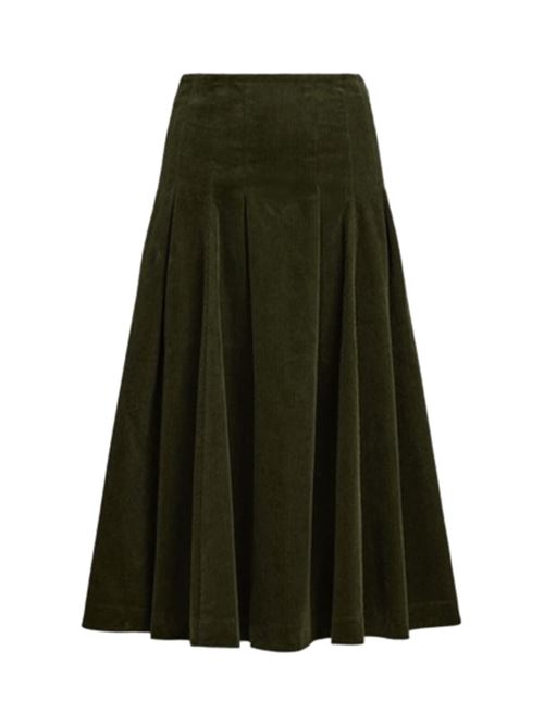 Gonna in velluto di cotone con pieghe, colre verde oliva POLO RALPH LAUREN | GONNE | 211971429001